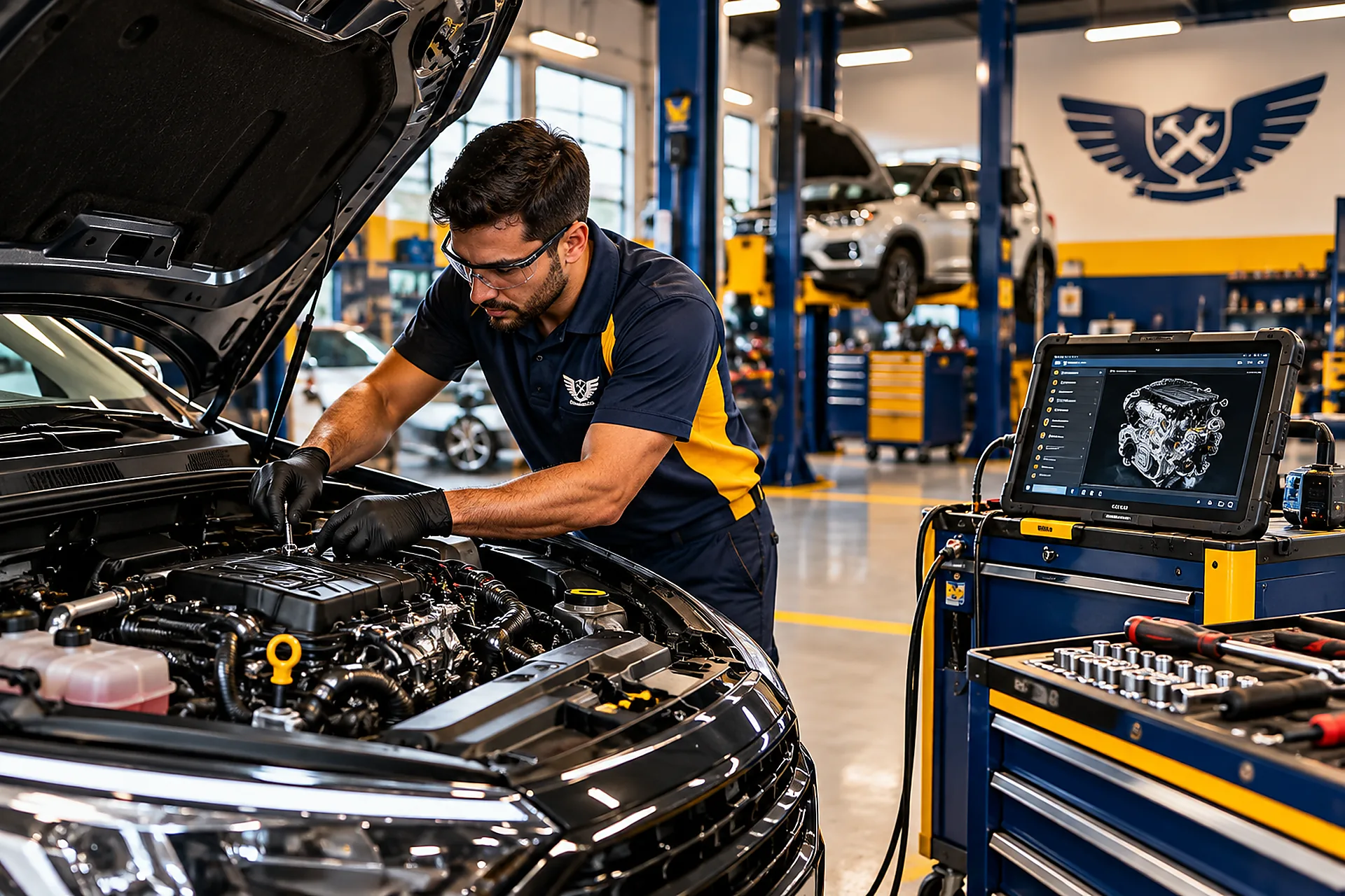Serviço automotivo de motor - imagem ilustrativa